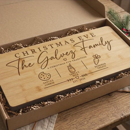 Personalized Santa Treat Board with Family Name, Christmas Eve Cookie Tray