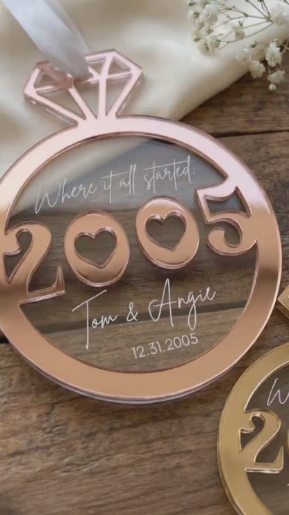 Personalized Anniversary Ornament – Custom Couple Keepsake | Engraved Acrylic Gift