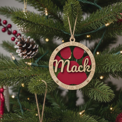 Personalized I Love My Dog Ornament