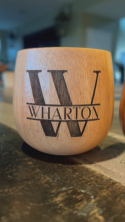Personalized Dad Wooden Cup - Custom Engraved Coffee Mug | Rustic Wood Tumbler Gift